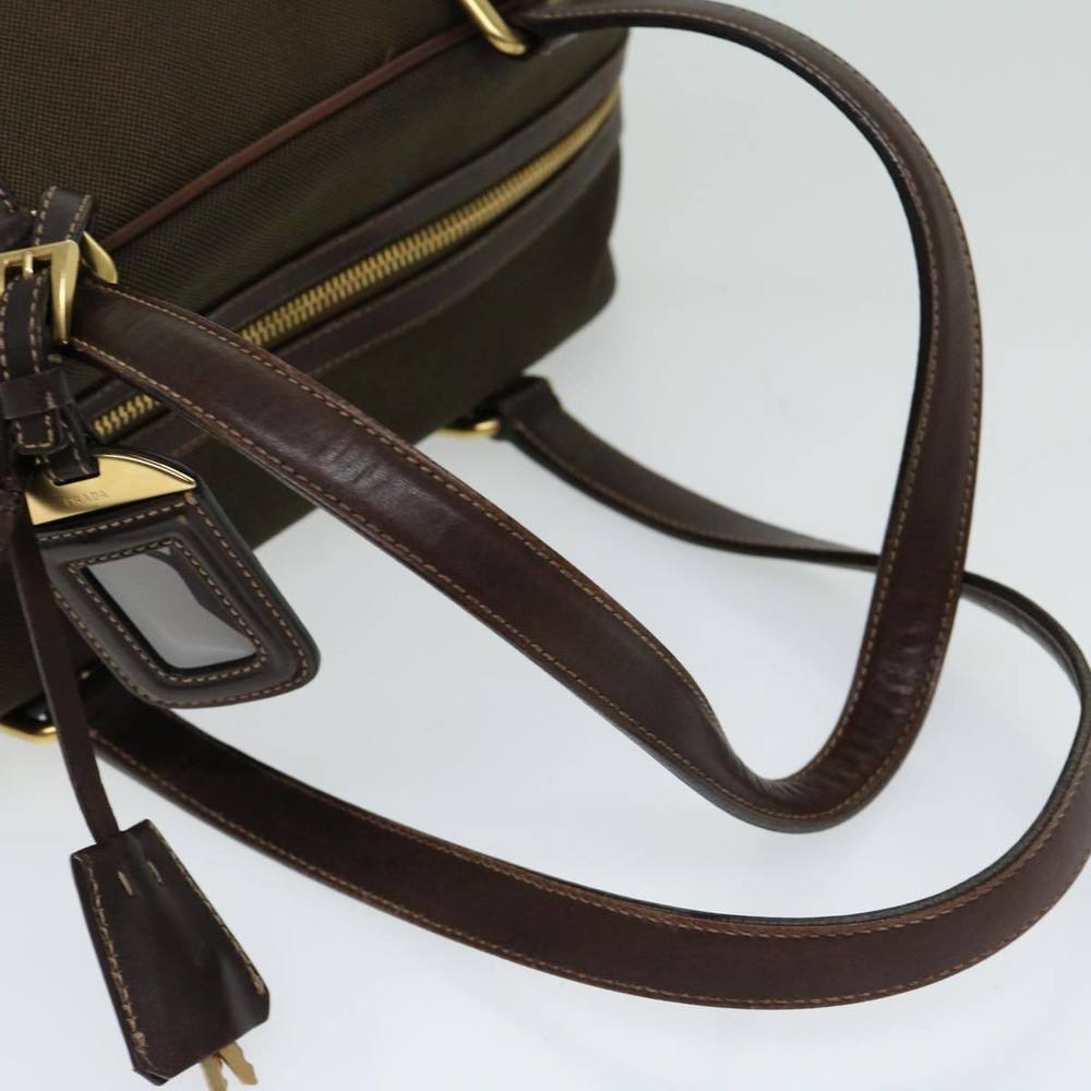 PRADA Mini Boston Bag Boston Bag Canvas Leather Brown Auth hk1091 - Picture 7 of 16